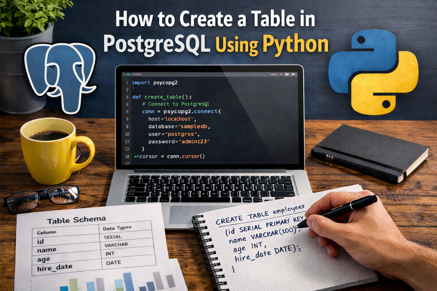 create a table in PostgreSQL using Python