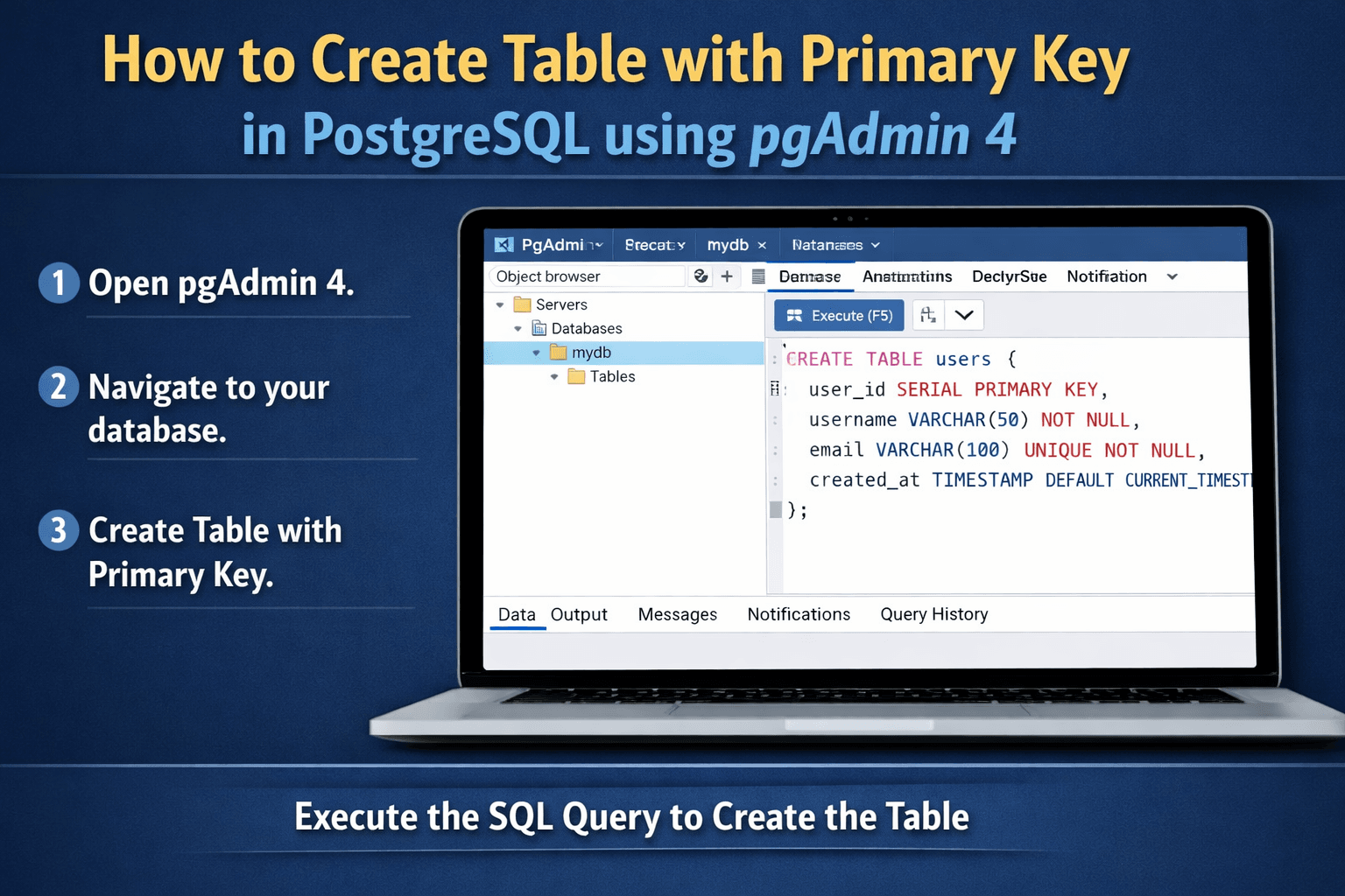PostgreSQL Create Table With Primary Key pgAdmin 4 (2026)
