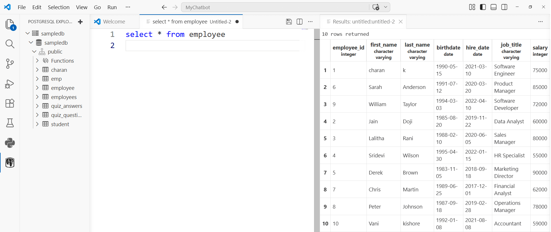 connect postgresql to vscode