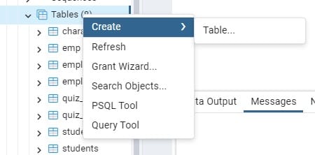 How to create a table with primary key