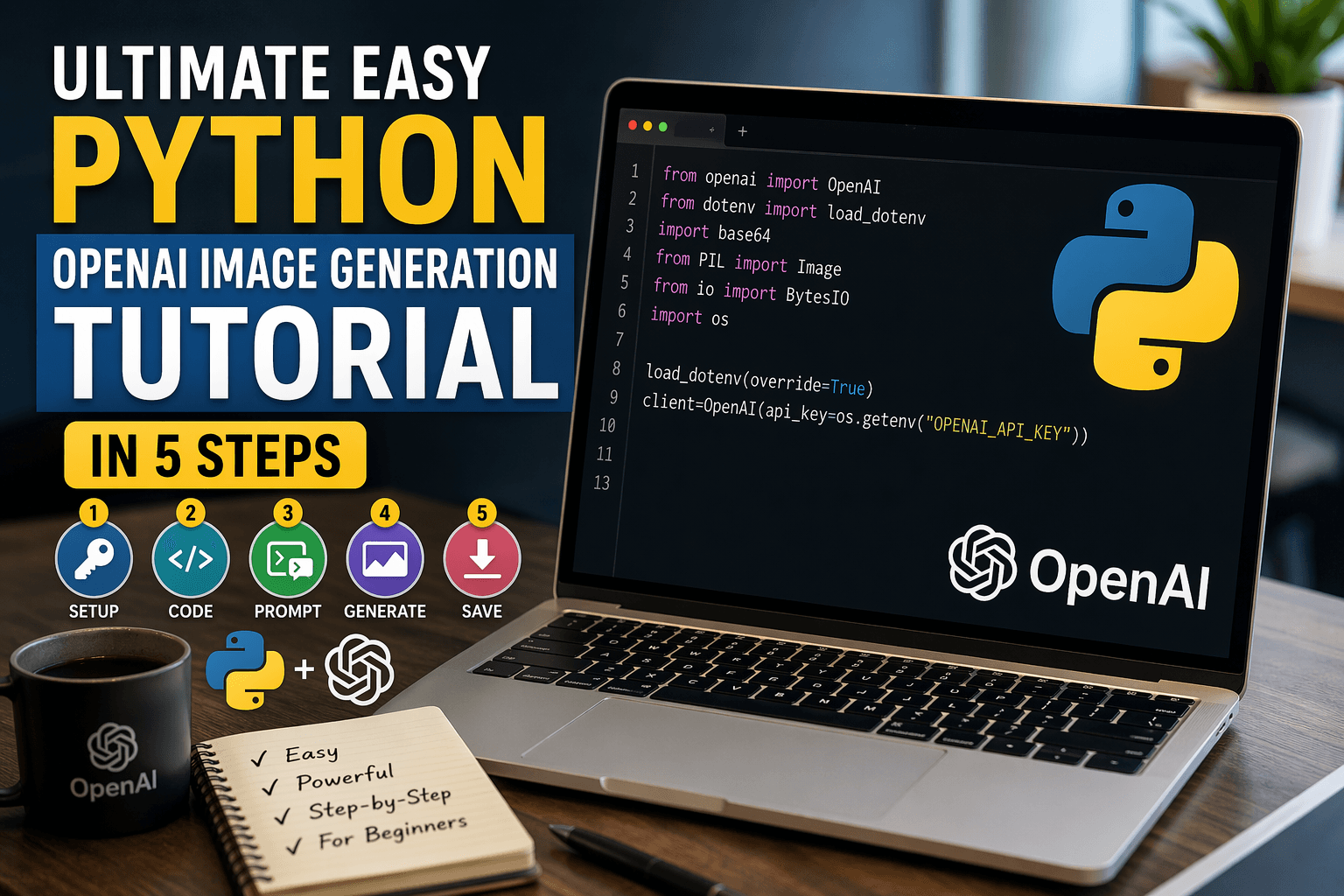 Ultimate Easy Python OpenAI Image Generation Tutorial in 5 steps